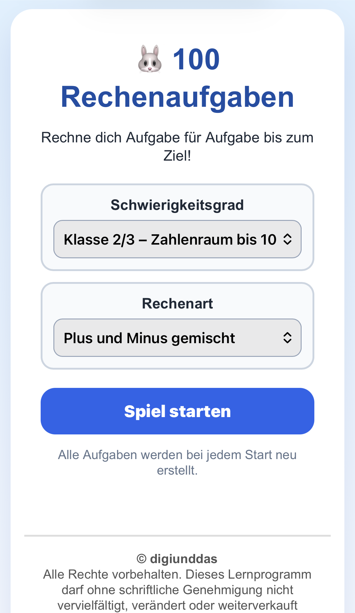Interaktive Rechenaufgaben